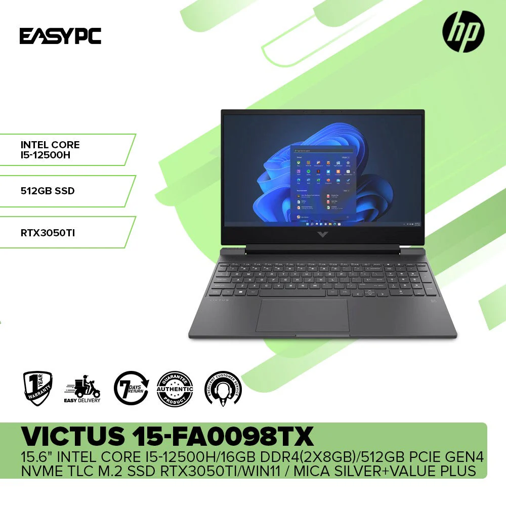HP Victus 15-fa0098TX 15.6 Intel Core i5-12500H/16GB DDR4(2x8GB)/512GB PCIe Gen4 Laptop - Image 2