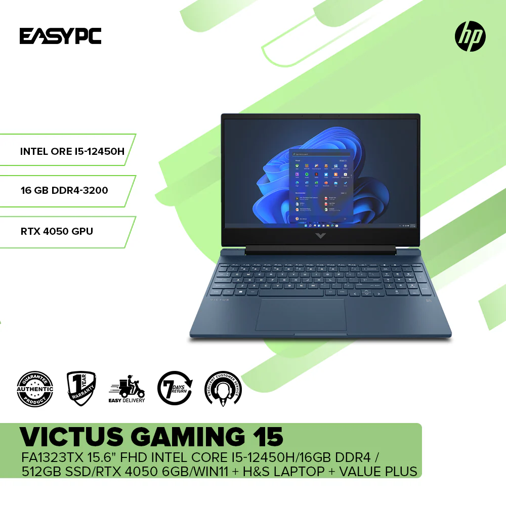 HP Victus Gaming 15-FA1323TX 15.6" FHD i5-12450H/16GB DDR4 /512GB SSD/RTX 4050/Win11 + H&S Laptop+VP - Image 2