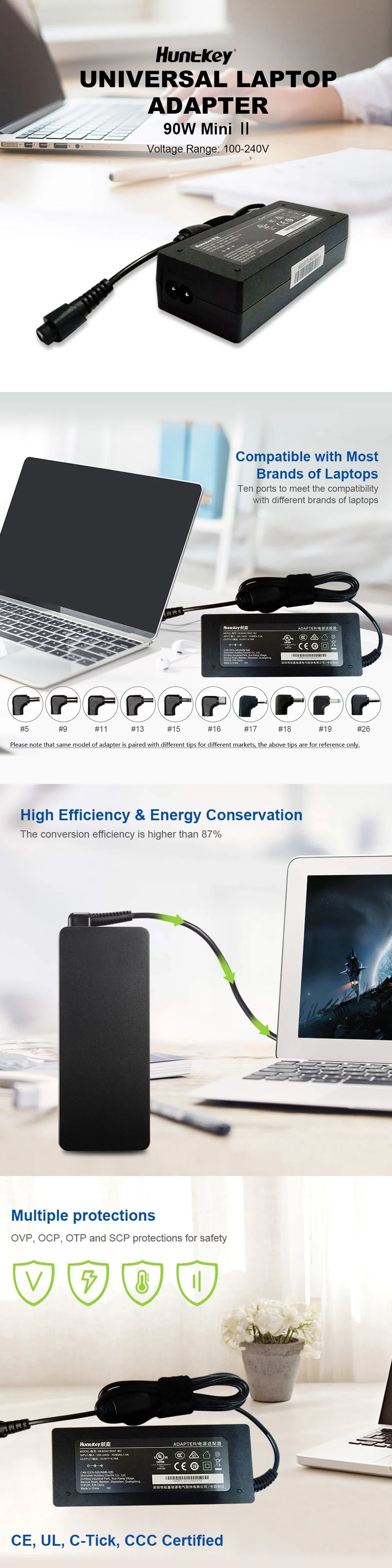 Huntkey 90W Mini Ii Universal Adapter 10 Interchangeabletips Laptop Chargers Universal - Image 5
