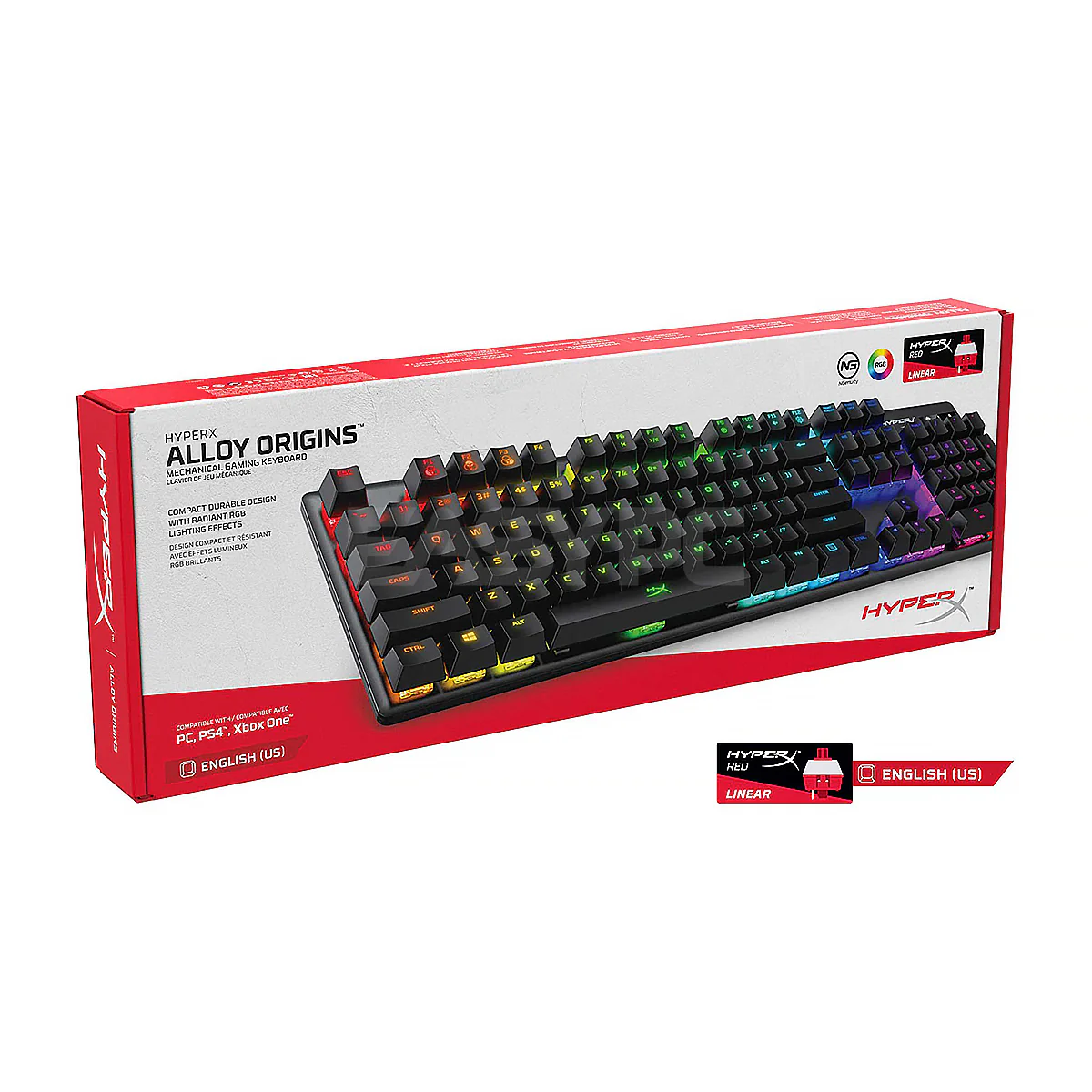 HyperX Alloy Origins Compact, portable design with detachable USB Type-C cable, Dazzling RGB lighting with dynamic effects, Three adjustable keyboard angles, Blue/Red/Aqua RGB Mechanical Gaming Keyboard Switch 1ION - Image 6