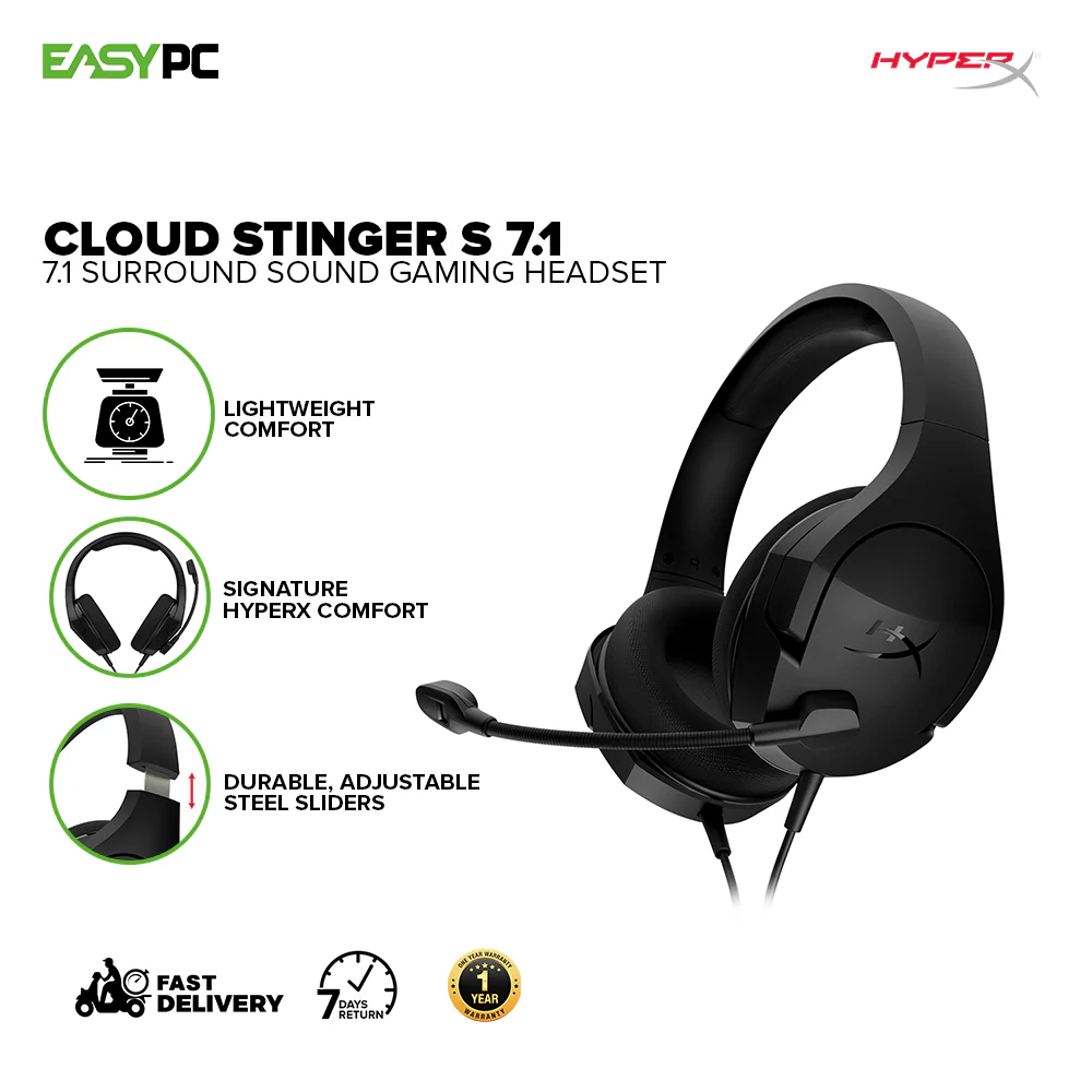 HyperX Cloud Stinger S, Swivel-to-mute noise-cancelling mic Gaming Headset (HHSS1S-AA-BK/G) 1ION KIHH2279 - Image 2