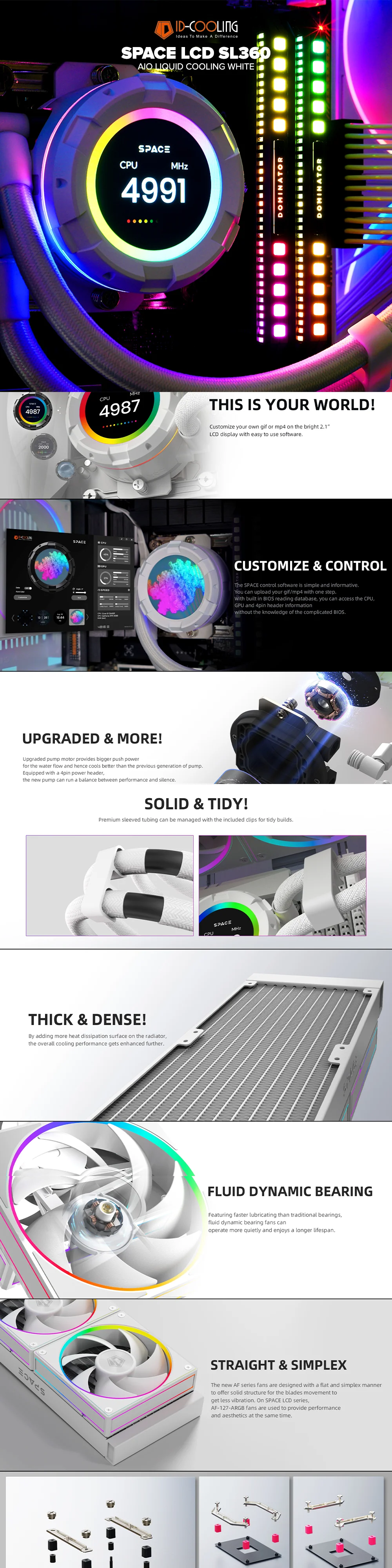 ID Cooling SPACE LCD SL360 AIO Liquid Cooling White - Image 6