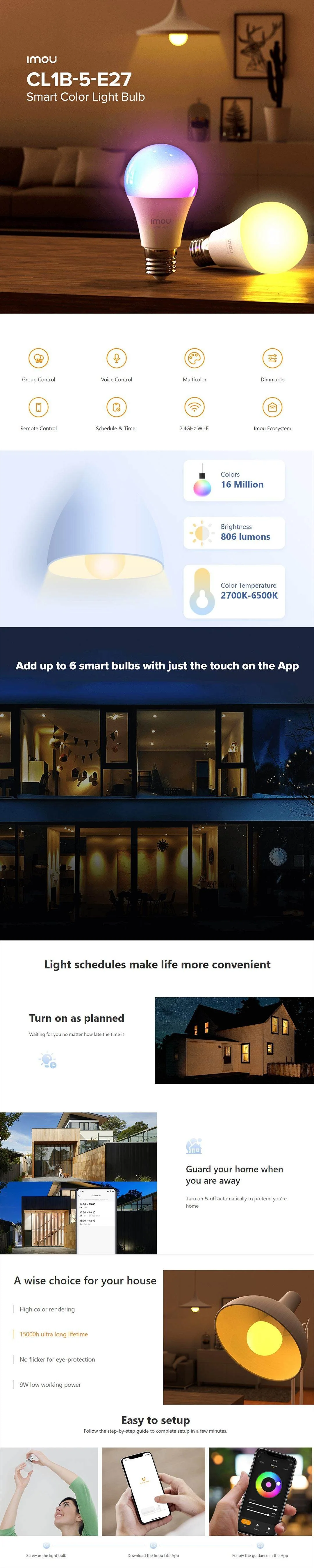 Imou CL1B-5-E27 Smart Color Light Bulb - Image 5