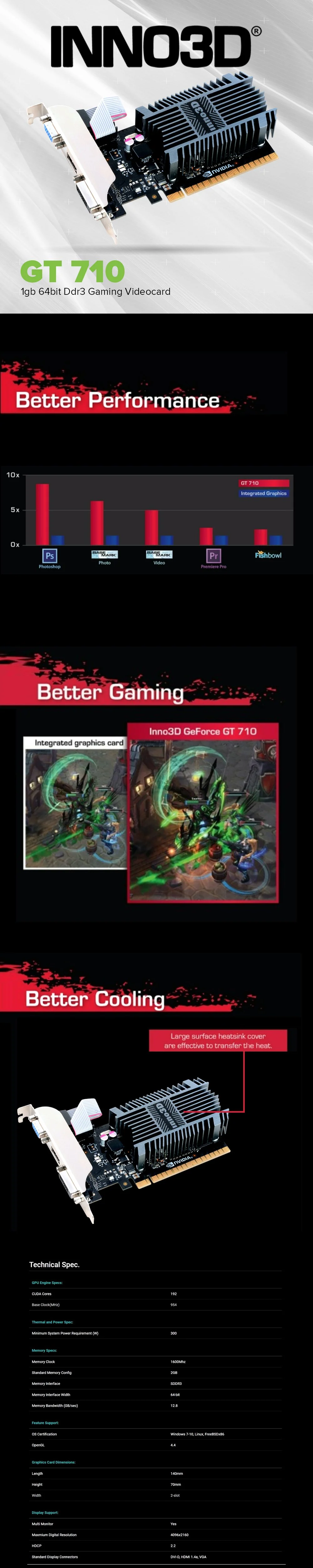 Inno3D GT 710 1gb 64bit Ddr3 PCIe 2.0 Bus Support Gaming Videocard - Image 7