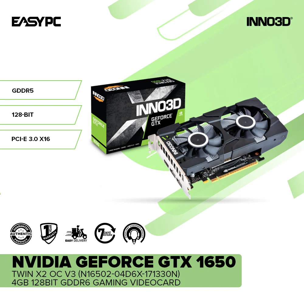 Inno3D NVIDIA® GeForce GTX 1650 Twin X2 OC V3 (N16502-04D6X-171330N) 4gb 128bit GDDR6 Gaming Videocard - Image 2
