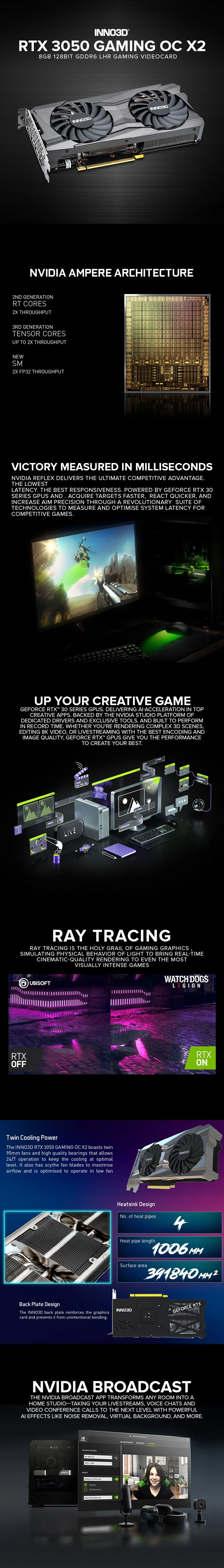 Inno3D NVIDIA® GeForce RTX™ 3050 Gaming OC X2 N30502-08D6X-11902120 8gb 128bit GDdr6 Gaming Videocard LHR - Image 7