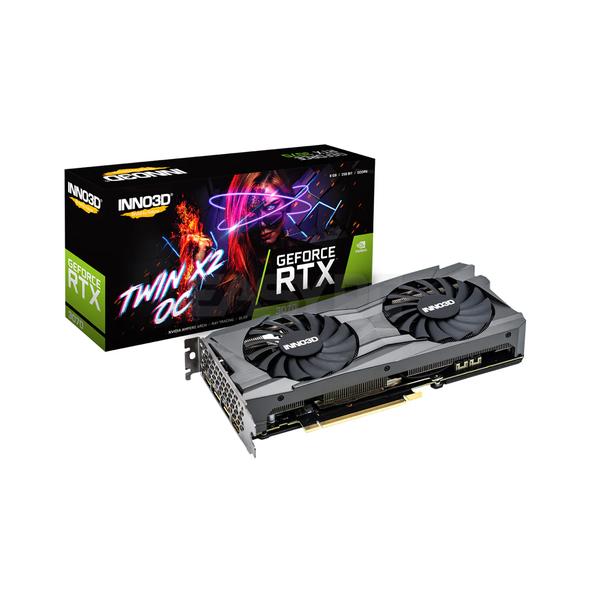 Inno3d NVIDIA® GeForce RTX™ 3070 Twin X2 OC N30702-08D6X-171032LH 8gb 256bit GDdr6 2nd Generation RT Cores, NVIDIA® G-Sync, VR Ready Lite Hash Rate Gaming Videocard