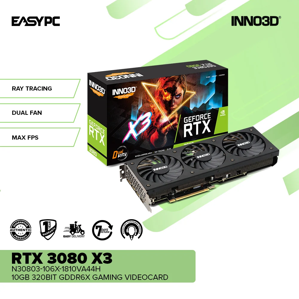 Inno3d NVIDIA® GeForce RTX™ 3080 X3 N30803-106X-1810VA44H 10gb 320bit GDdr6X Gaming Videocard - Image 2