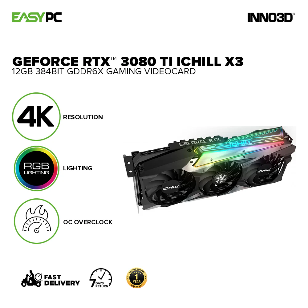 Inno3d NVIDIA® GeForce RTX™ 3080Ti iChill X3 C308T3-126XX-1810VA37 12gb 384bit GDdr6X Gaming Videocard - Image 2