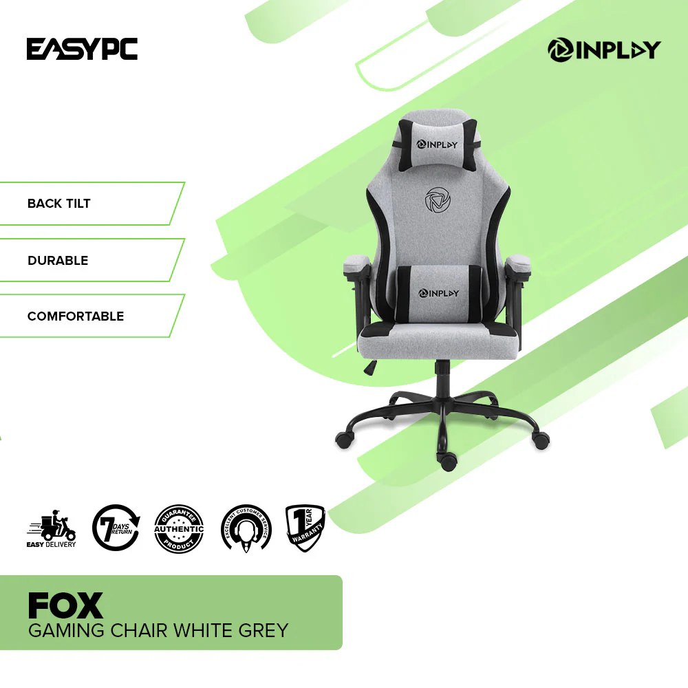 InPlay FOX Black Grey, Beige, White Grey Gaming Chair - Image 12