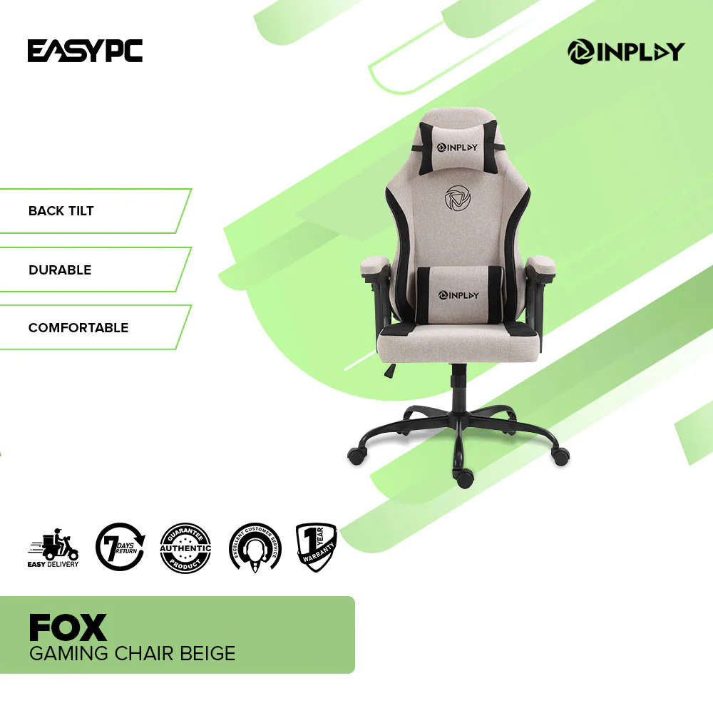 InPlay FOX Black Grey, Beige, White Grey Gaming Chair - Image 7