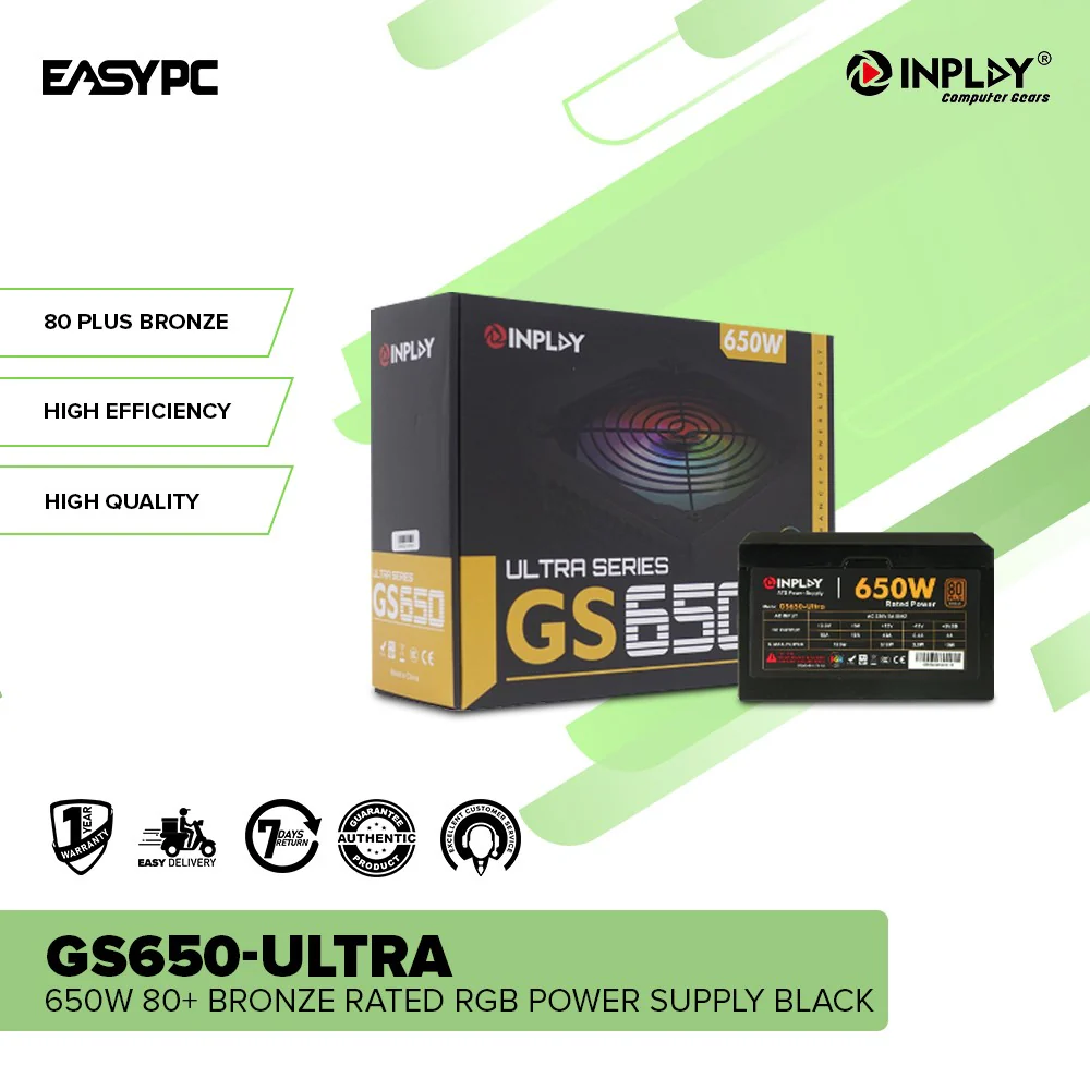 InPlay GS750-Ultra 750W,450W and 650W 80+ Bronze Rated Fan Bearing Technology Hydro Bearing RGB Power Supply - Image 11