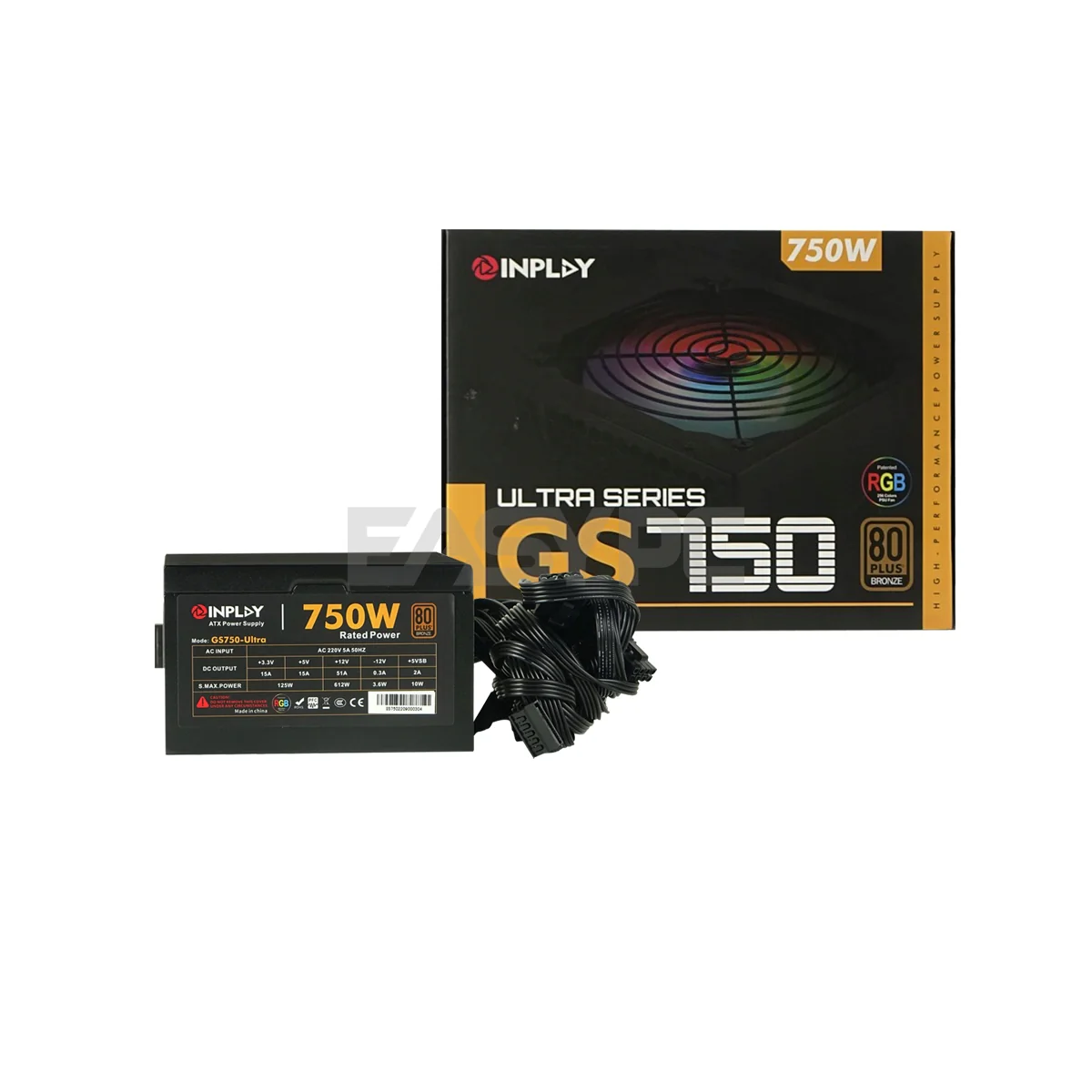 InPlay GS750-Ultra 750W,450W and 650W 80+ Bronze Rated Fan Bearing Technology Hydro Bearing RGB Power Supply - Image 3