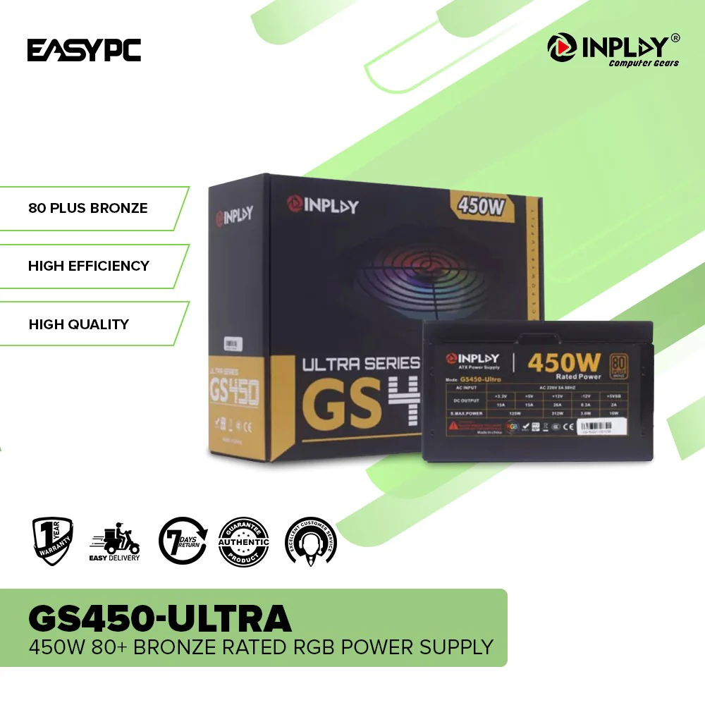 InPlay GS750-Ultra 750W,450W and 650W 80+ Bronze Rated Fan Bearing Technology Hydro Bearing RGB Power Supply - Image 6