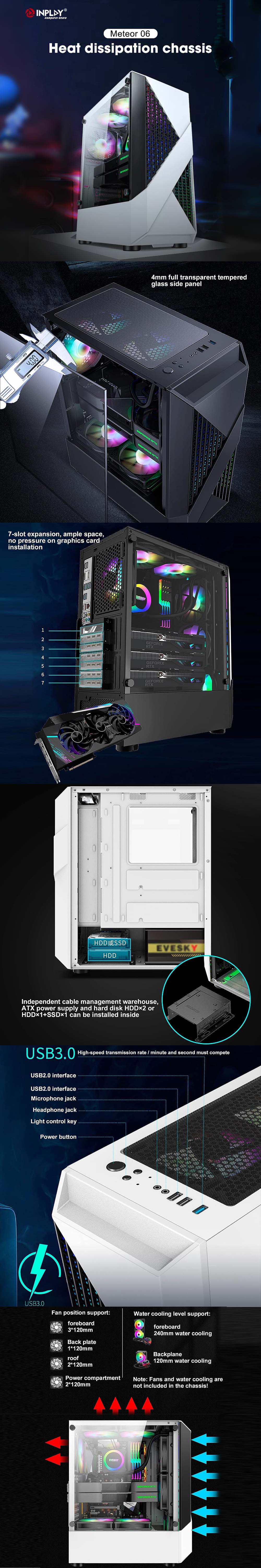 InPlay Meteor 06 ATX Gaming Case Black - Image 5