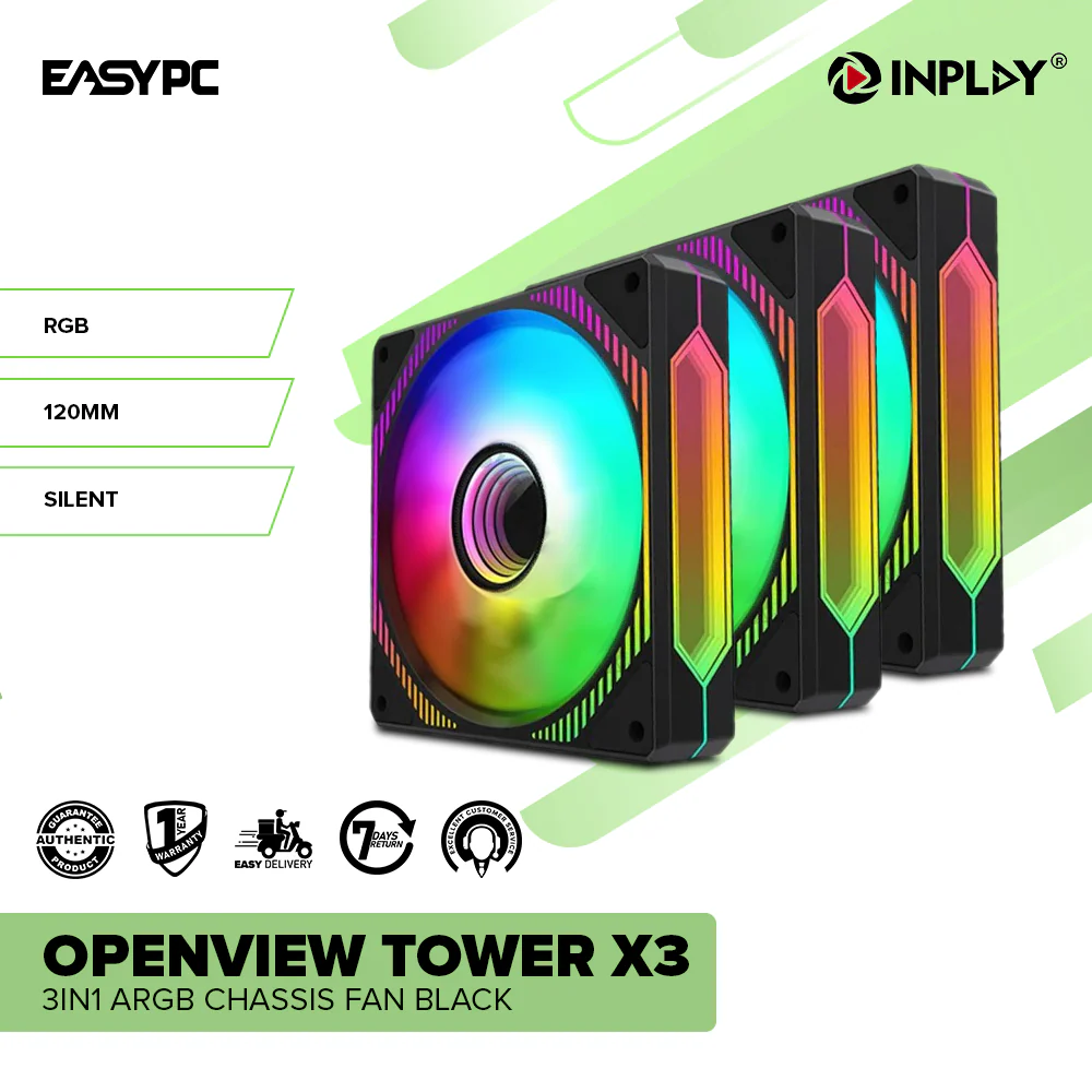 Inplay Openview Tower X3 3in1 ARGB Chassis Fan Black - Image 2