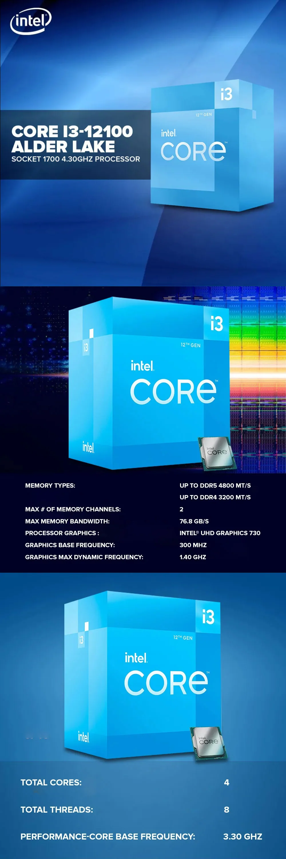Intel Core i3-12100 Alder Lake Socket 1700 4.30GHz Processor MPK - Image 6