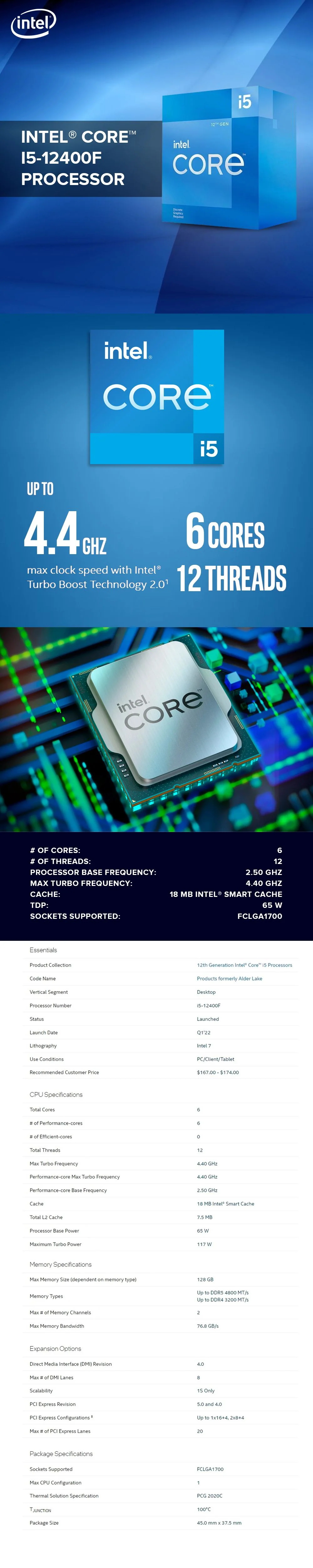 Intel Core I5-12400F Alder Lake Socket 1700 2.5GHz Processor - Image 4