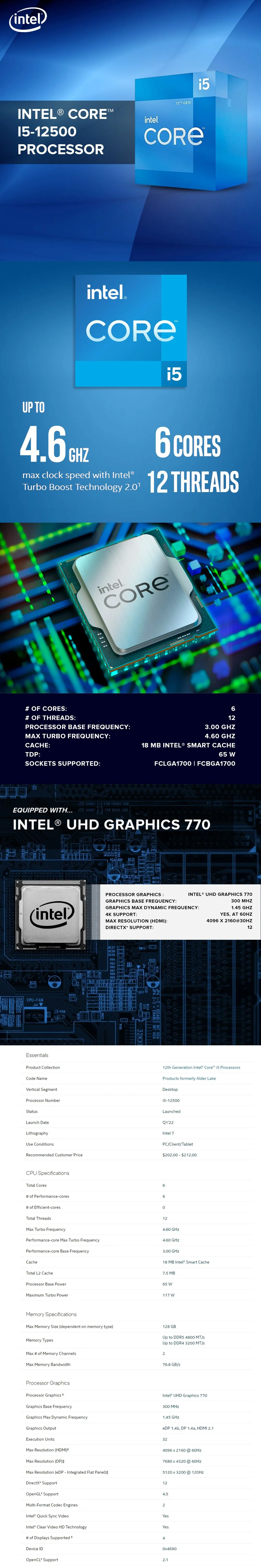 Intel Core I5-12500 Alder Lake Socket 1700 3.0GHz Processor - Image 4