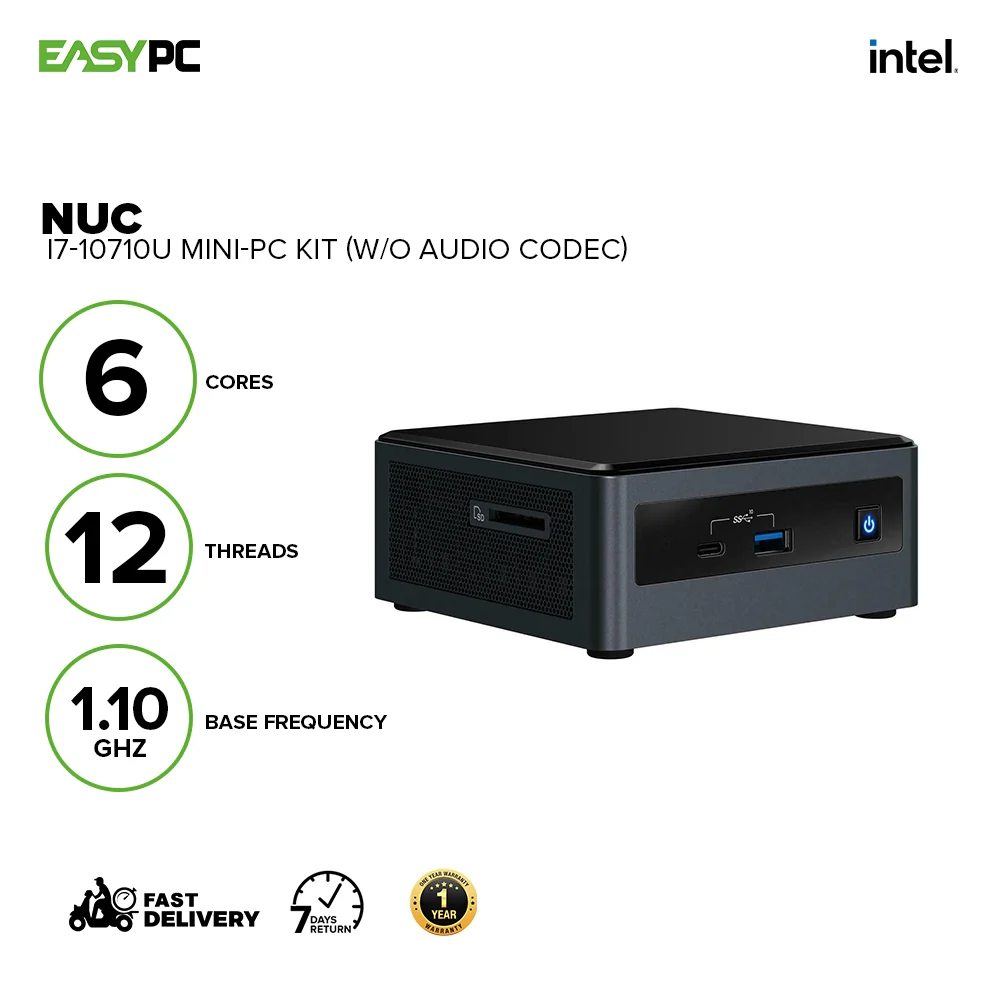Intel NUC i7-10710U Mini-PC Kit (w/o audio codec) BXNUC10I7FNHN1-99AHTF 7UBE INBX2327 - Image 2