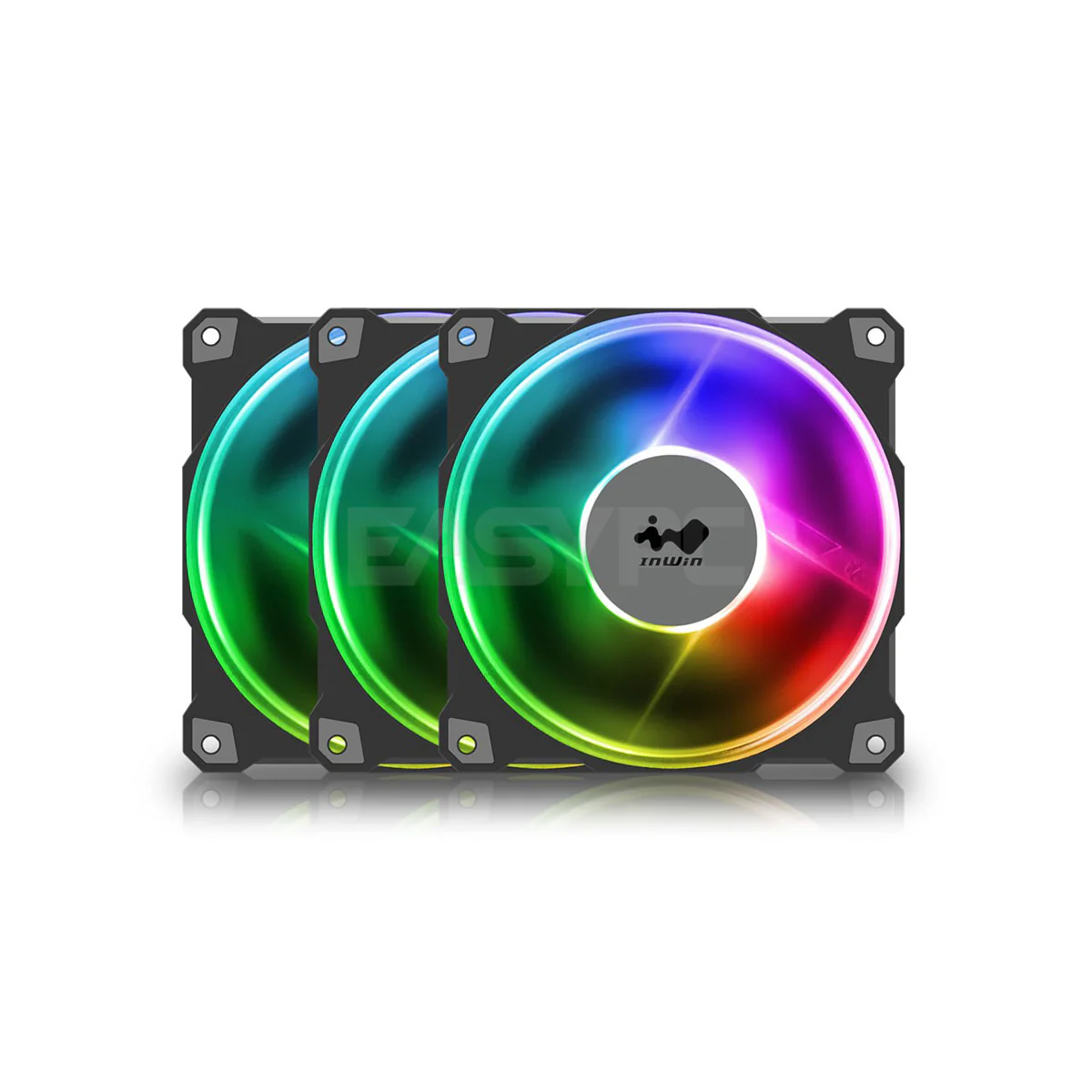 InWin  Chassis Fan JUPITER AJ120 3 in 1    designed for RGB enthusiasts for their case fans, seven blades, sleeve bearings with a long lifespan, ARGB LEDs with 16.8 million color options and a ARGB one-click Controller.  ARGB  Chassis Fan - Image 5