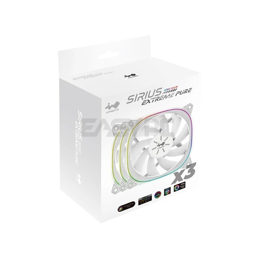 InWin Sirius Extreme Pure ASE120P Distinct Squoval Frame Design Traced with ARGB Lighting Chassis Fan Triple Pack