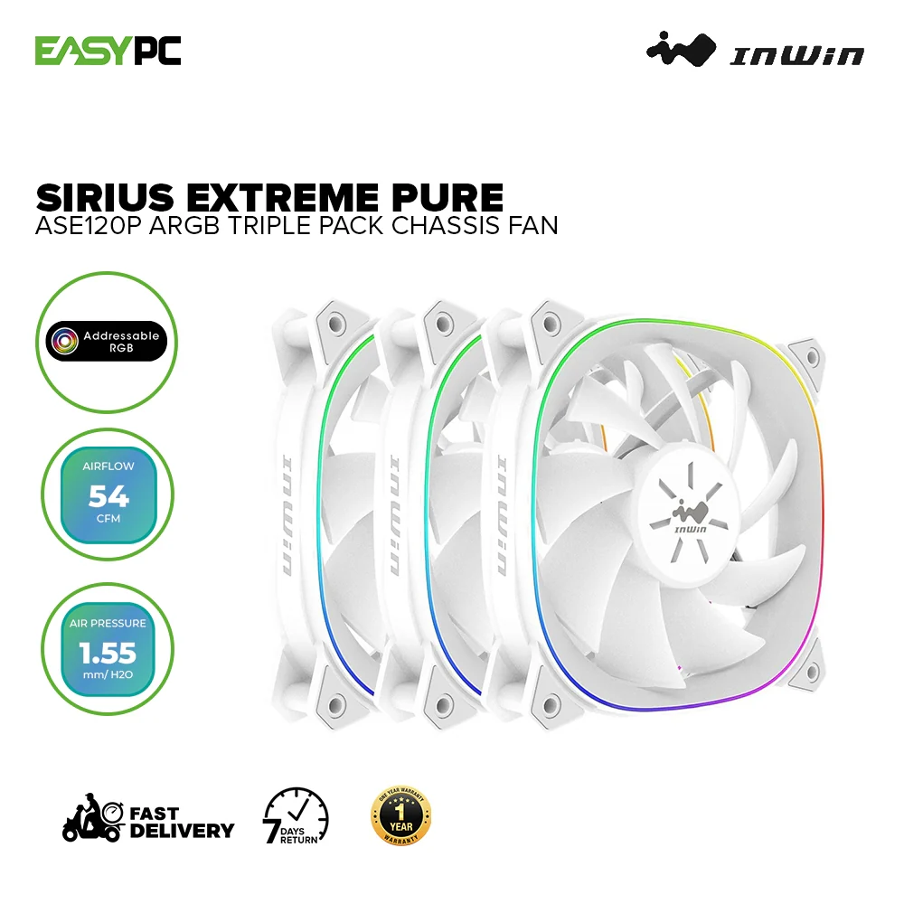 InWin Sirius Extreme Pure ASE120P Distinct Squoval Frame Design Traced with ARGB Lighting Chassis Fan Triple Pack - Image 2