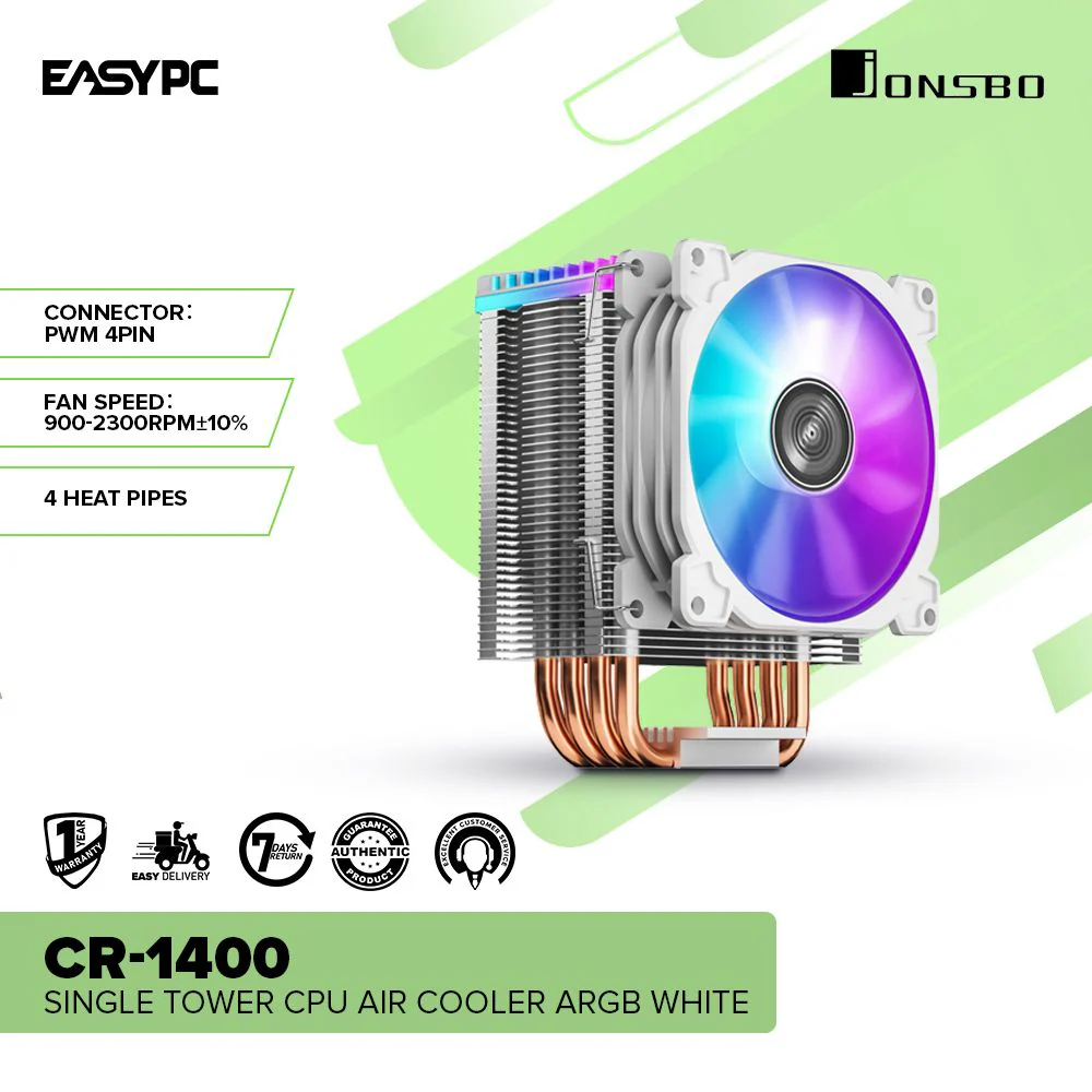 Jonsbo CR-1400 Single Tower CPU Air Cooler ARGB White - Image 2