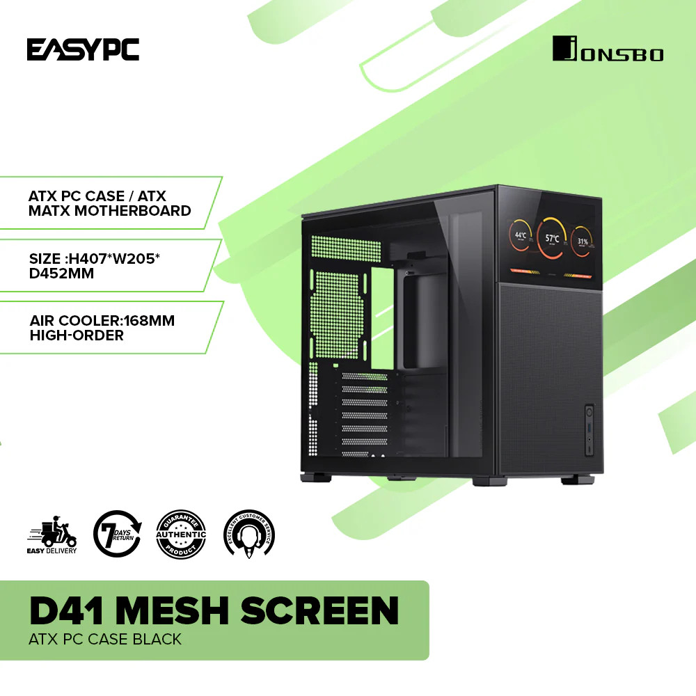 Jonsbo D41 Mesh Screen ATX PC Case BLACK - Image 2