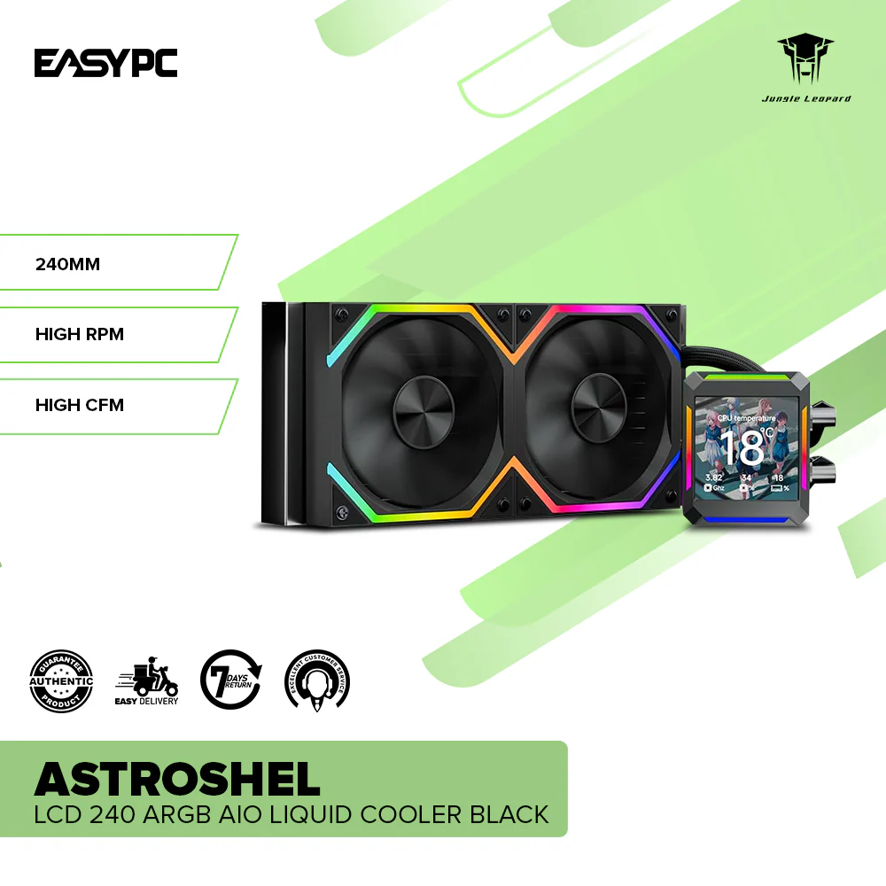 Jungle Leopard Astroshel LCD 240 ARGB AIO Liquid Cooler Black - Image 2