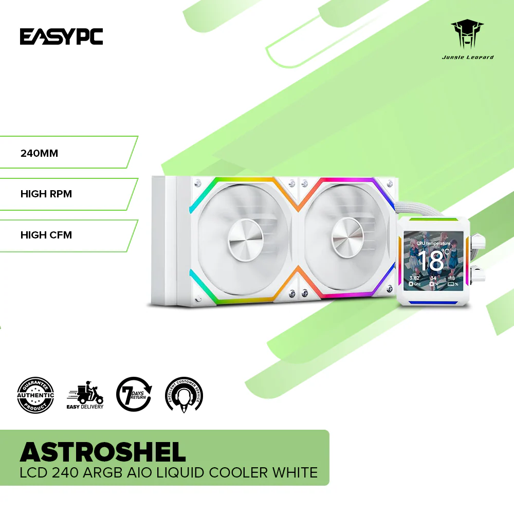 Jungle Leopard Astroshel LCD 240 ARGB AIO Liquid Cooler White - Image 2