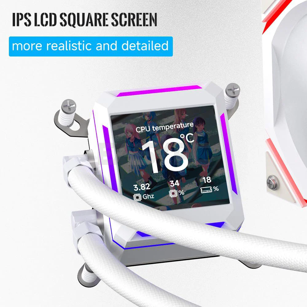 Jungle Leopard Astroshel LCD 240 ARGB AIO Liquid Cooler White - Image 4