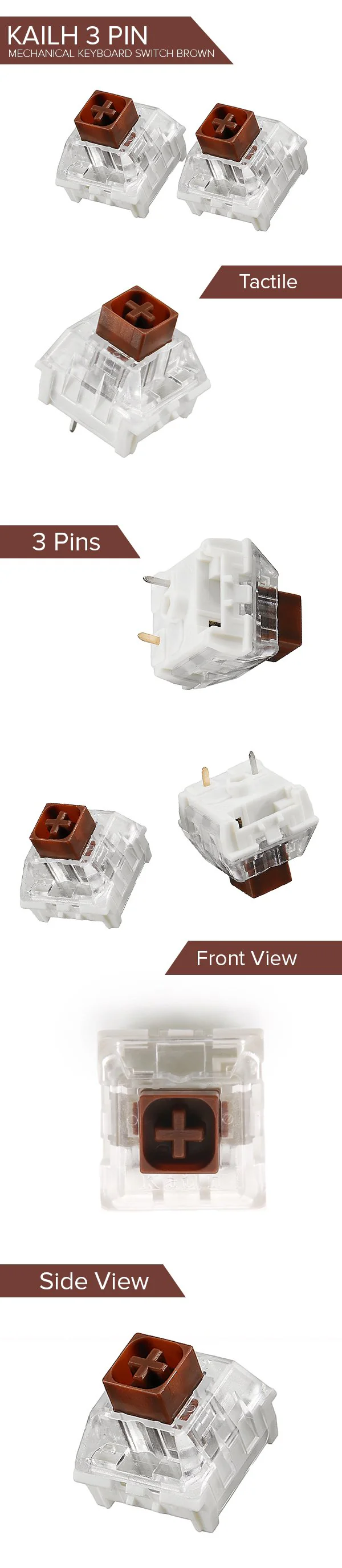 Kailh 3 Pin Mechanical Keyboard Switch Box Brown - Image 6