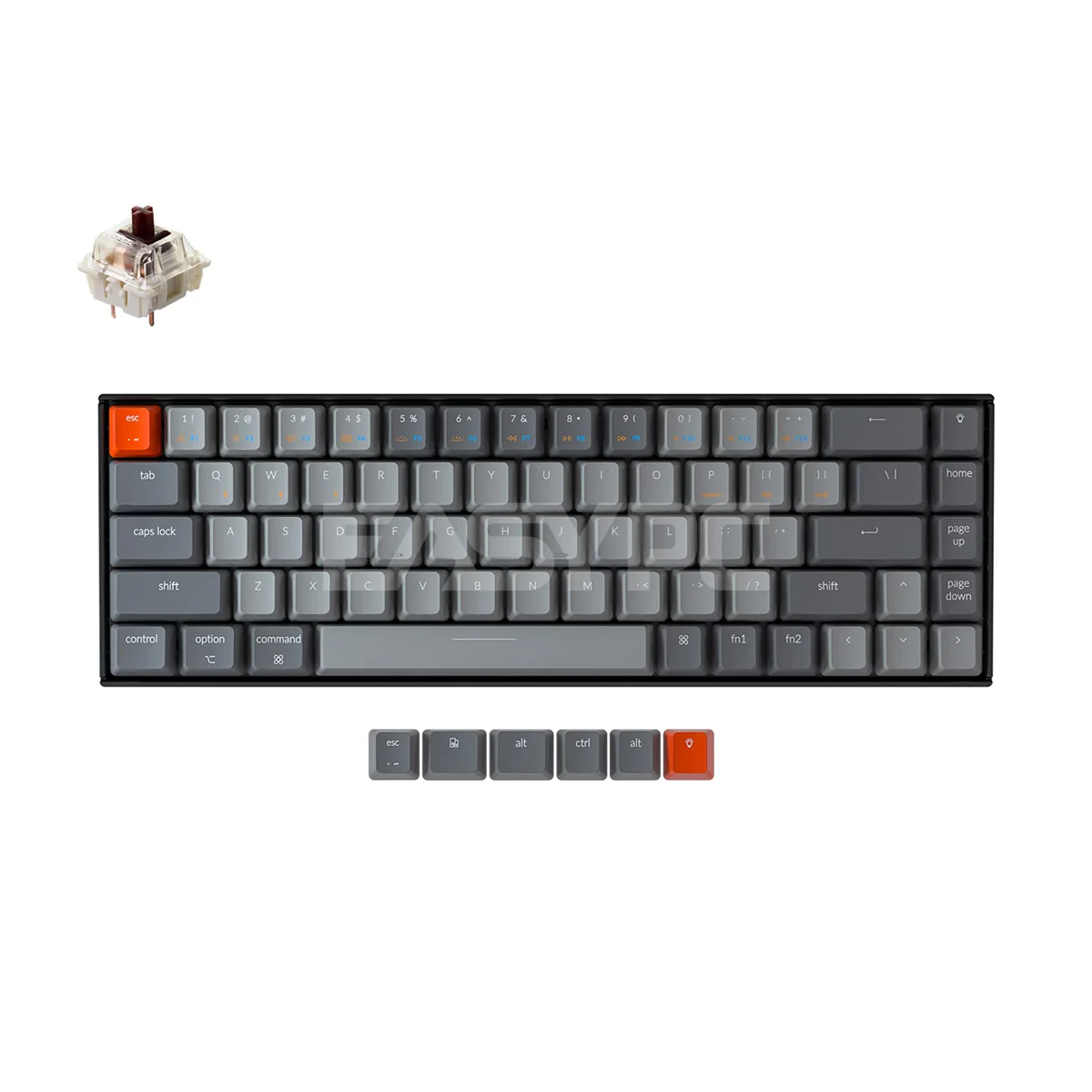 Keychron K6 RGB Mechanical Keyboard - Brown Switch/Aluminum Frame/Wireless & Wired/For Mac/iOS/Windows/Android (K6Q3) 4JTP KEK61619