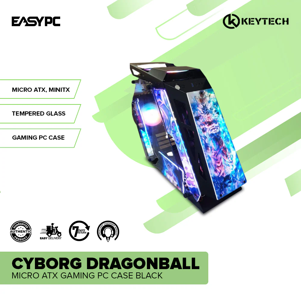 Keytech Cyborg DragonBall Micro ATX Gaming PC Case Black - Image 2