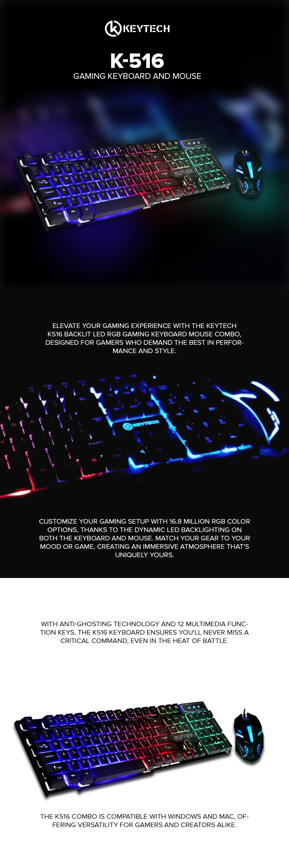 Keytech K-516 Gaming Keyboard and Mouse - Image 4