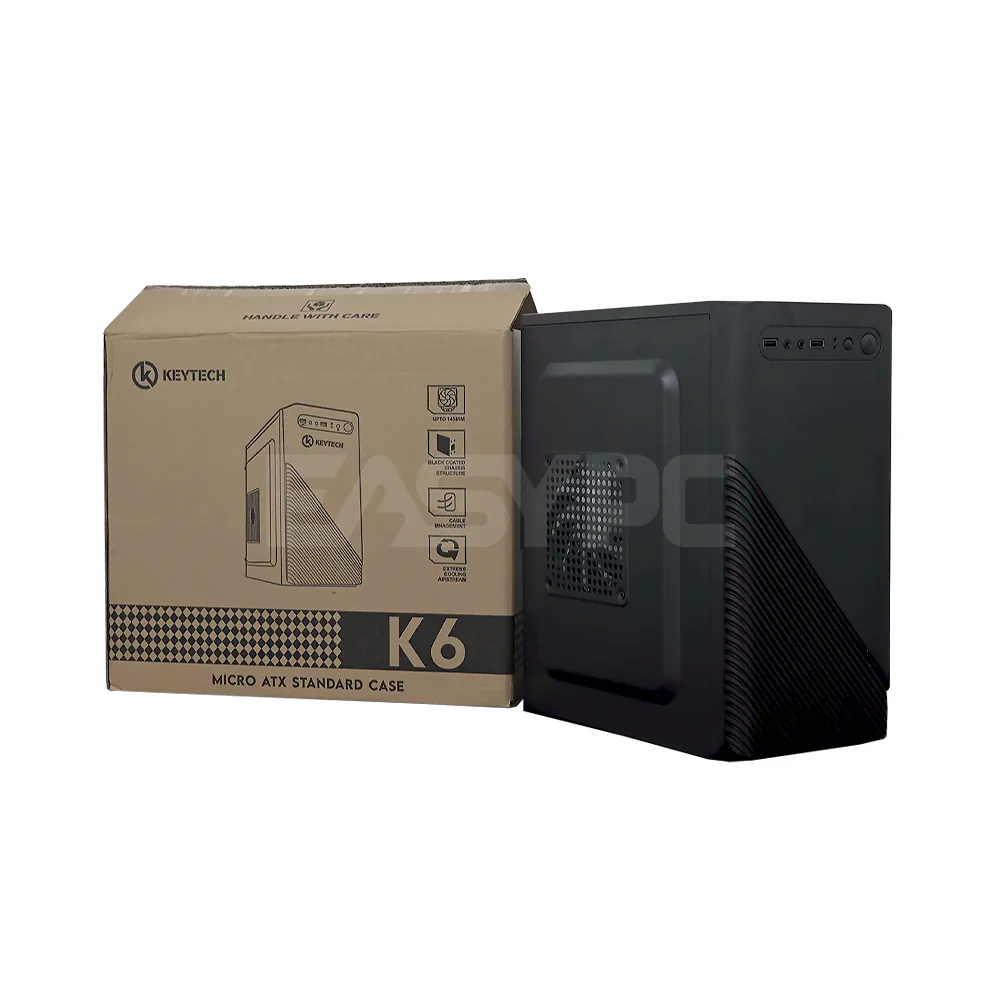 Keytech K6 With Power Supply Micro ATX Gaming PC Case Black - Image 3