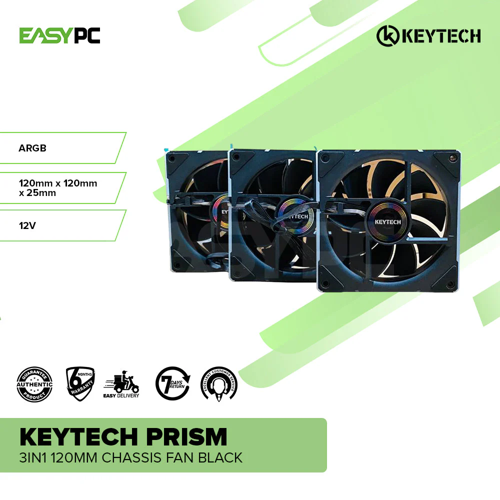 Keytech PRISM 3in1 120mm Chassis Fan Black - Image 2