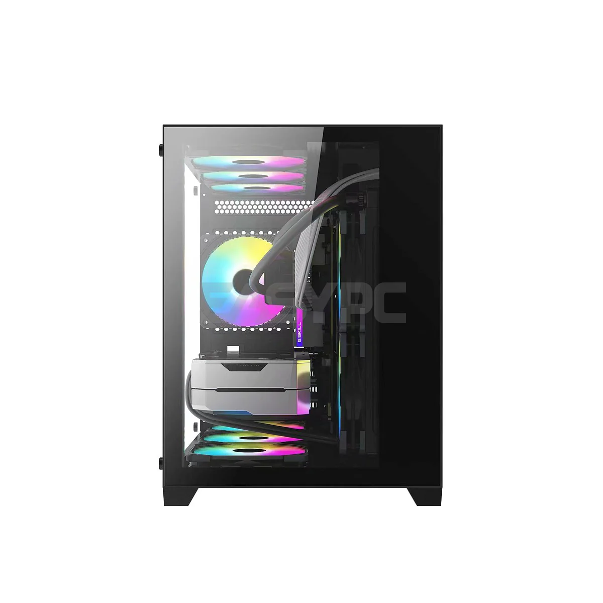 Keytech Robin Mini Dual Chamber Tempered Glass Optimal Airflow Micro ATX Black and White PC Case - Image 3
