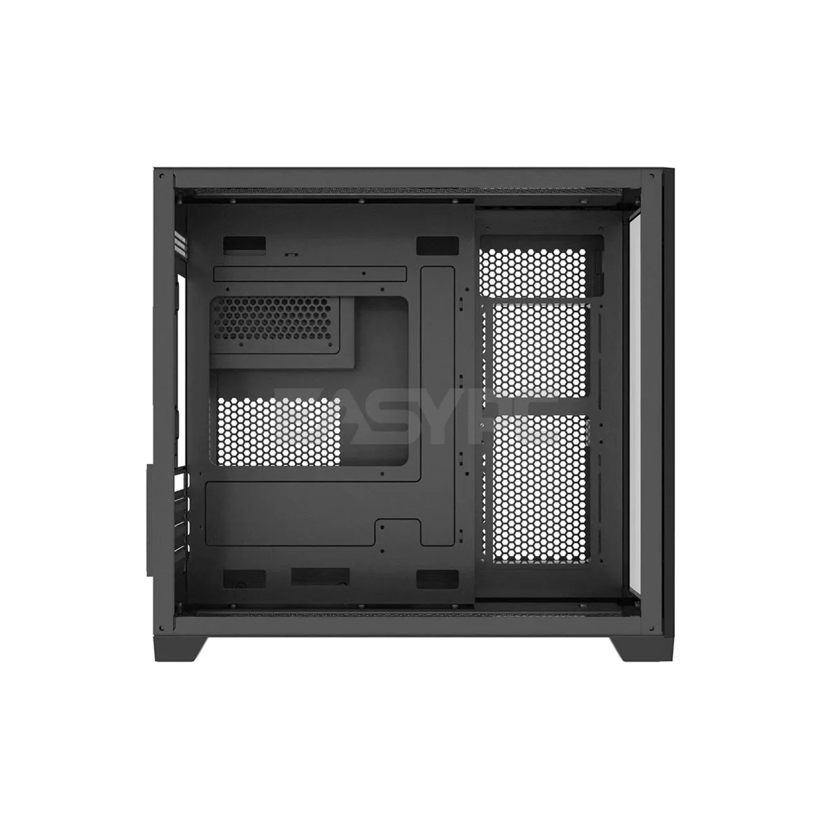 Keytech Robin Mini Dual Chamber Tempered Glass Optimal Airflow Micro ATX Black and White PC Case - Image 4