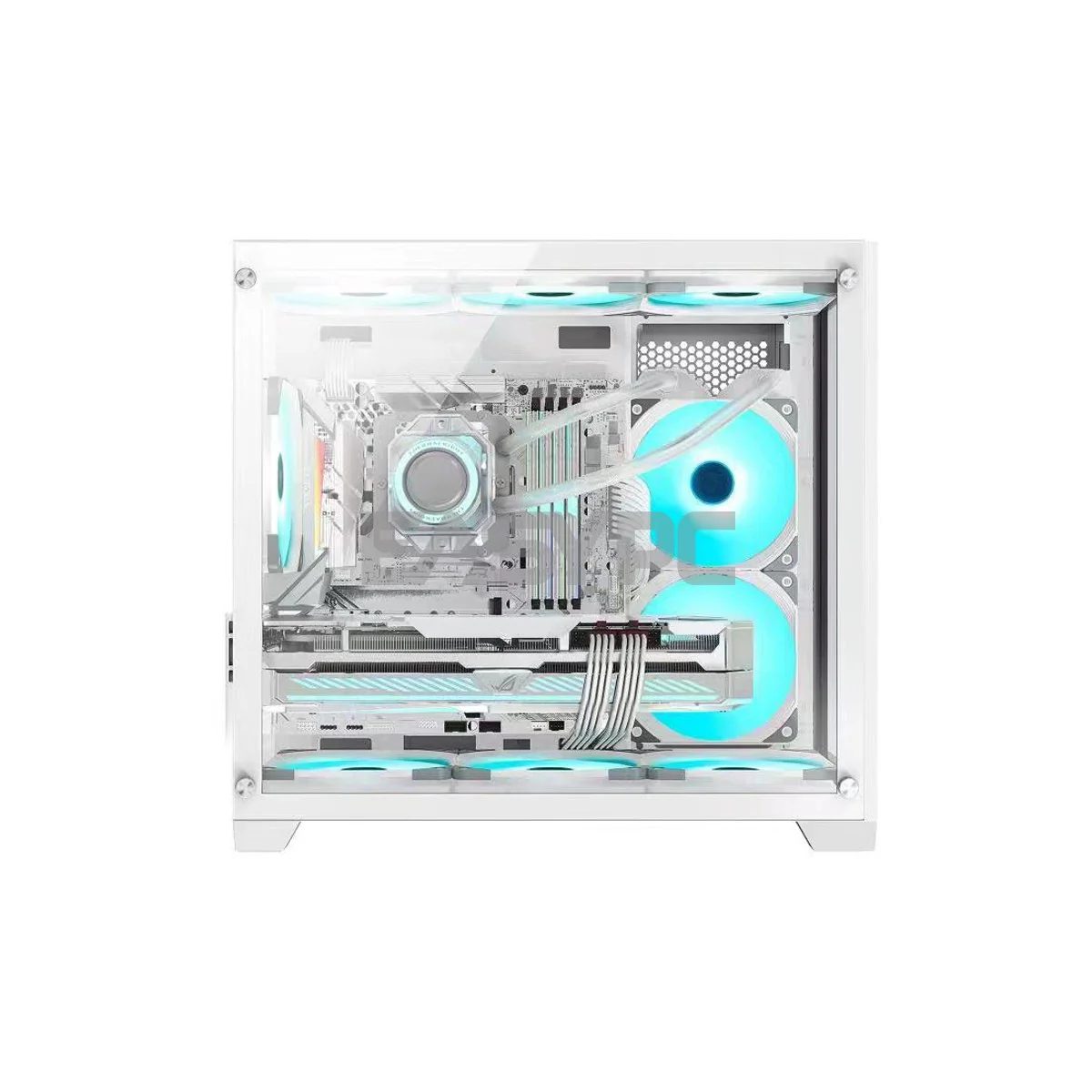 Keytech Robin Mini Dual Chamber Tempered Glass Optimal Airflow Micro ATX Black and White PC Case - Image 7