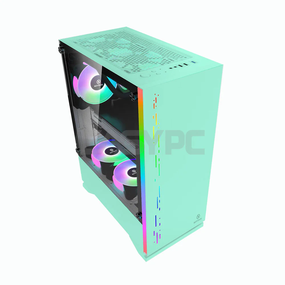 Keytech Shield Mid Tower Gaming PC Case Pink, White, Black or Mint - Image 12