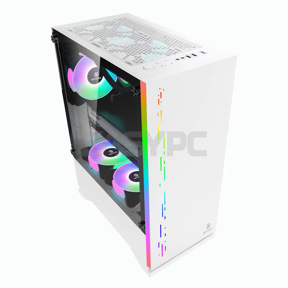 Keytech Shield Mid Tower Gaming PC Case Pink, White, Black or Mint - Image 6