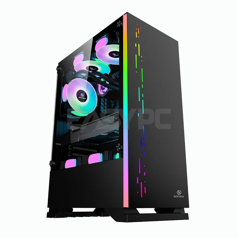 Keytech Shield Mid Tower Gaming PC Case Pink, White, Black or Mint - Image 7