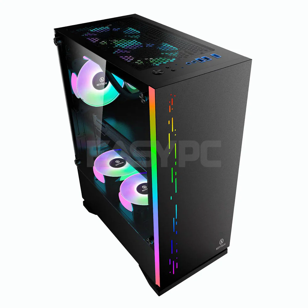 Keytech Shield Mid Tower Gaming PC Case Pink, White, Black or Mint - Image 9