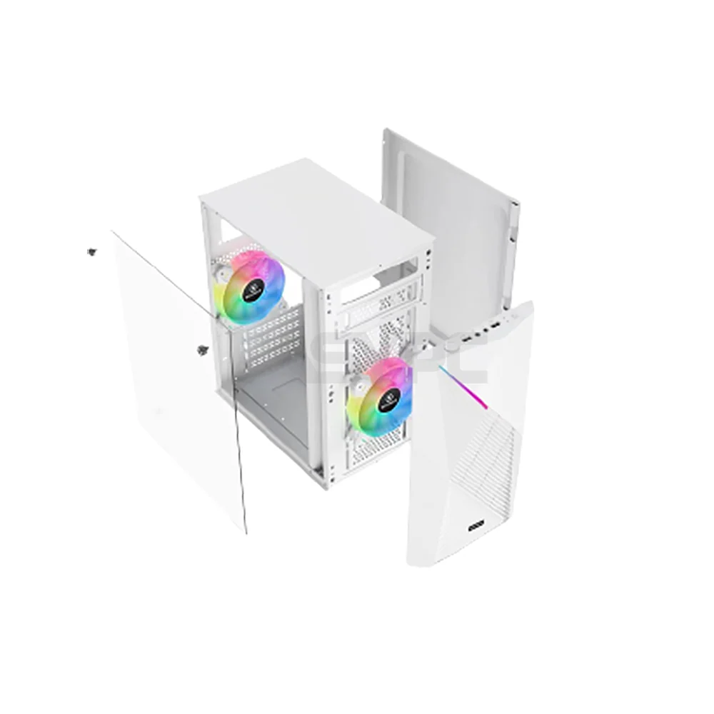Keytech Storm Trooper with 2 ARGB Fan MATX Gaming Case White - Image 5