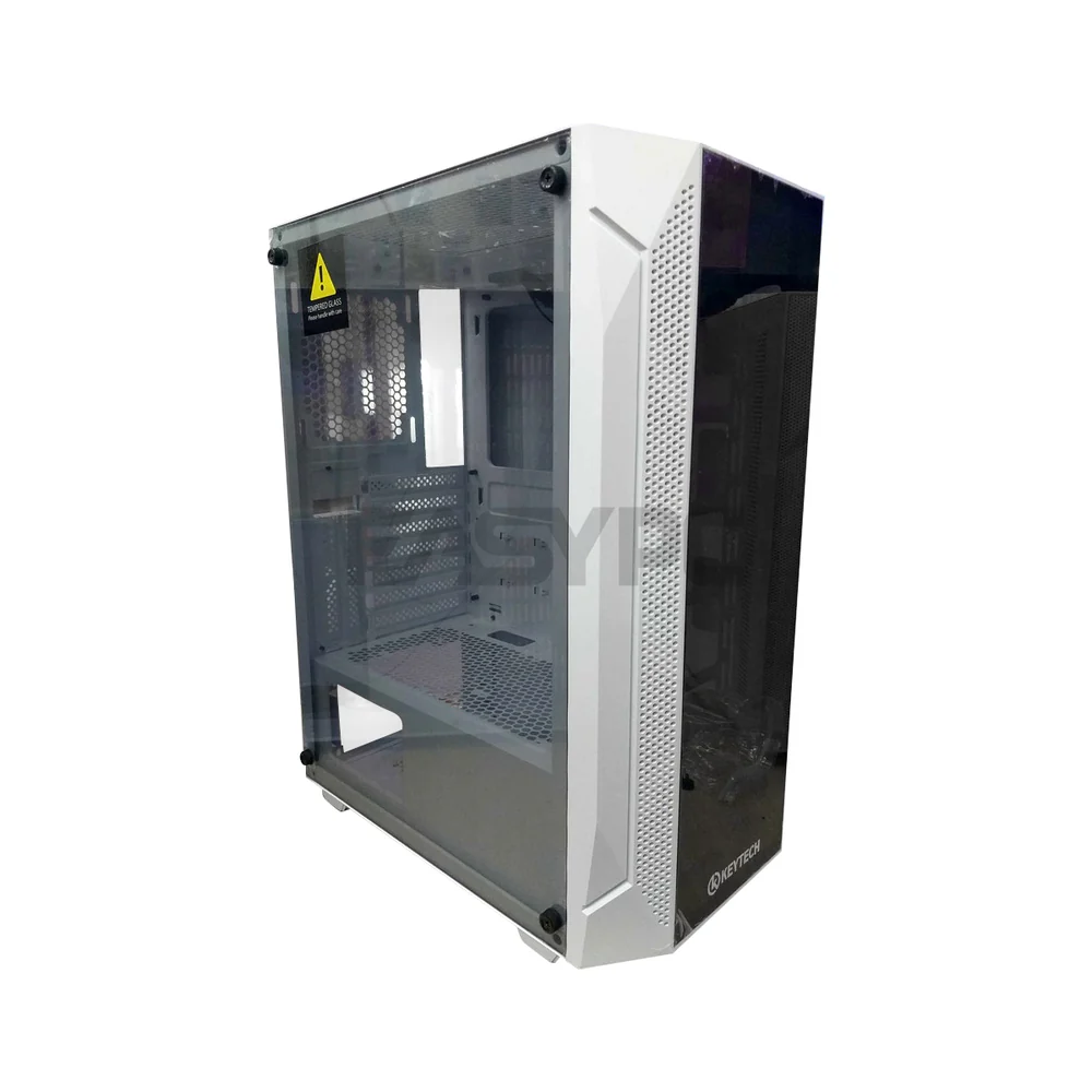 Keytech T-1000 Mid Tower Tempered Glass Black and White  Gaming PC Case - Image 6