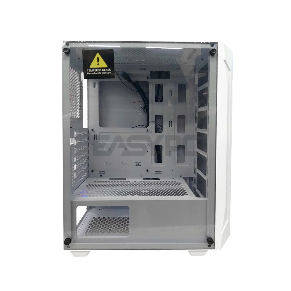 Keytech T-1000 Mid Tower Tempered Glass Black and White  Gaming PC Case - Image 8