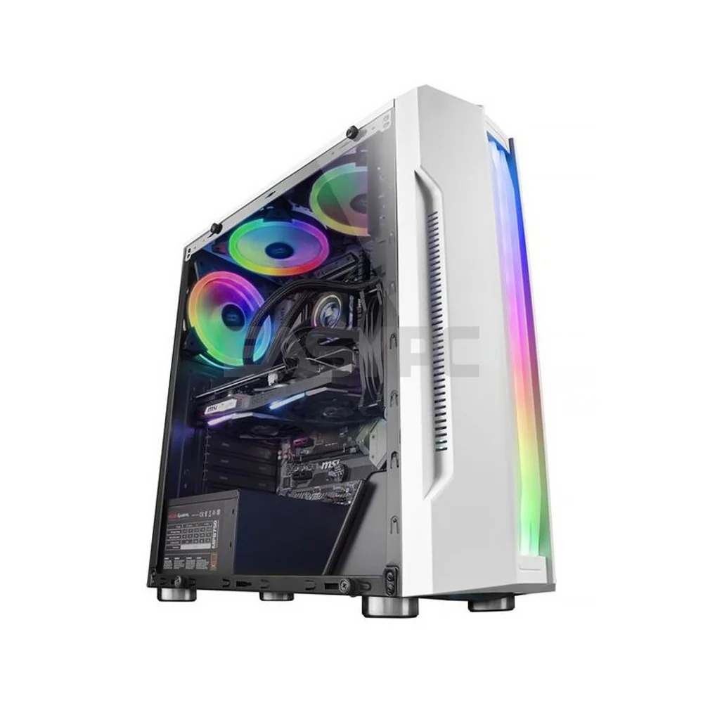 Keytech T-300 Mid Tower 7 slot PCI, 5 Pcs Fan Slot PC Case Gaming White - Image 4