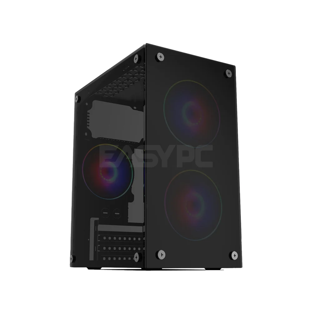 Keytech T-800 Micro ATX Tempered Glass Gaming PC Case Black - Image 3